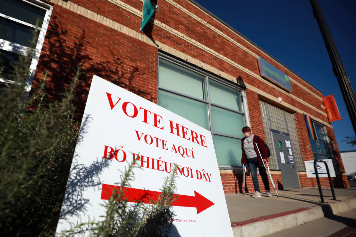 A voter exits a polling location in Fort Worth, Texas, on Nov. 03, 2020. (Tom Pennington/Getty Images)