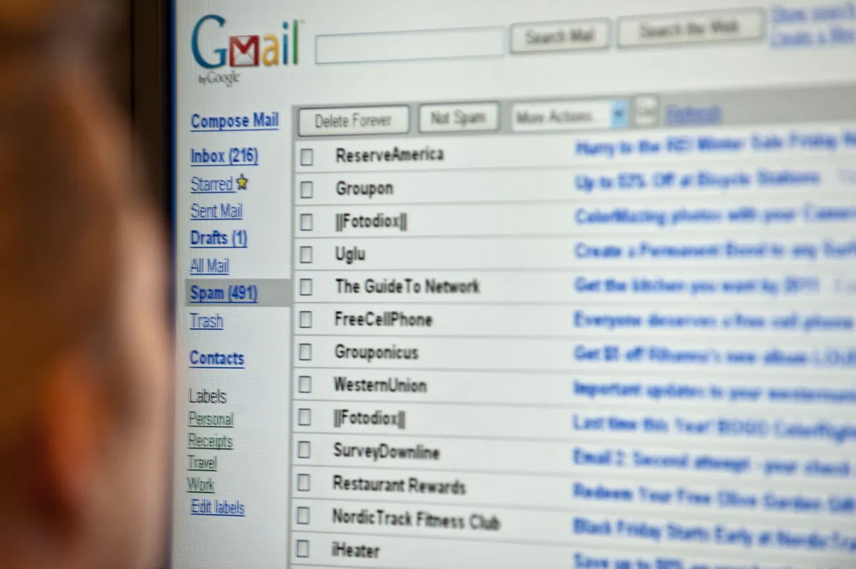A woman looks at her email on a computer screen in Wash., on Nov. 23, 2010. (Nicholas Kamm/AFP via Getty Images)