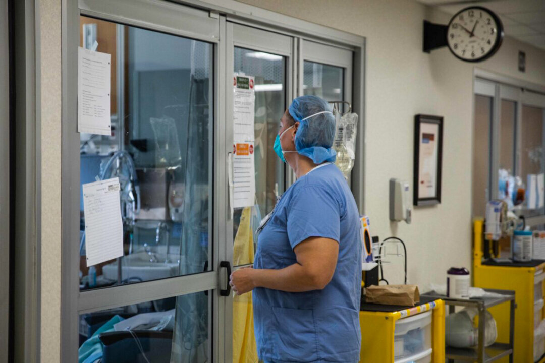 A health care professional prepares to enter a COVID-19 patient's room in a file photo. (Megan Jelinger/AFP via Getty Images) 
