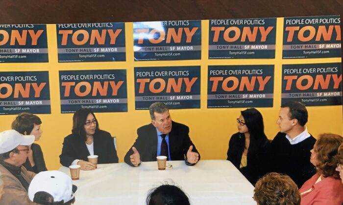 Former Supervisor Tony Hall campaigns for mayor of San Francisco in 2011. (Courtesy of Tony Hall)