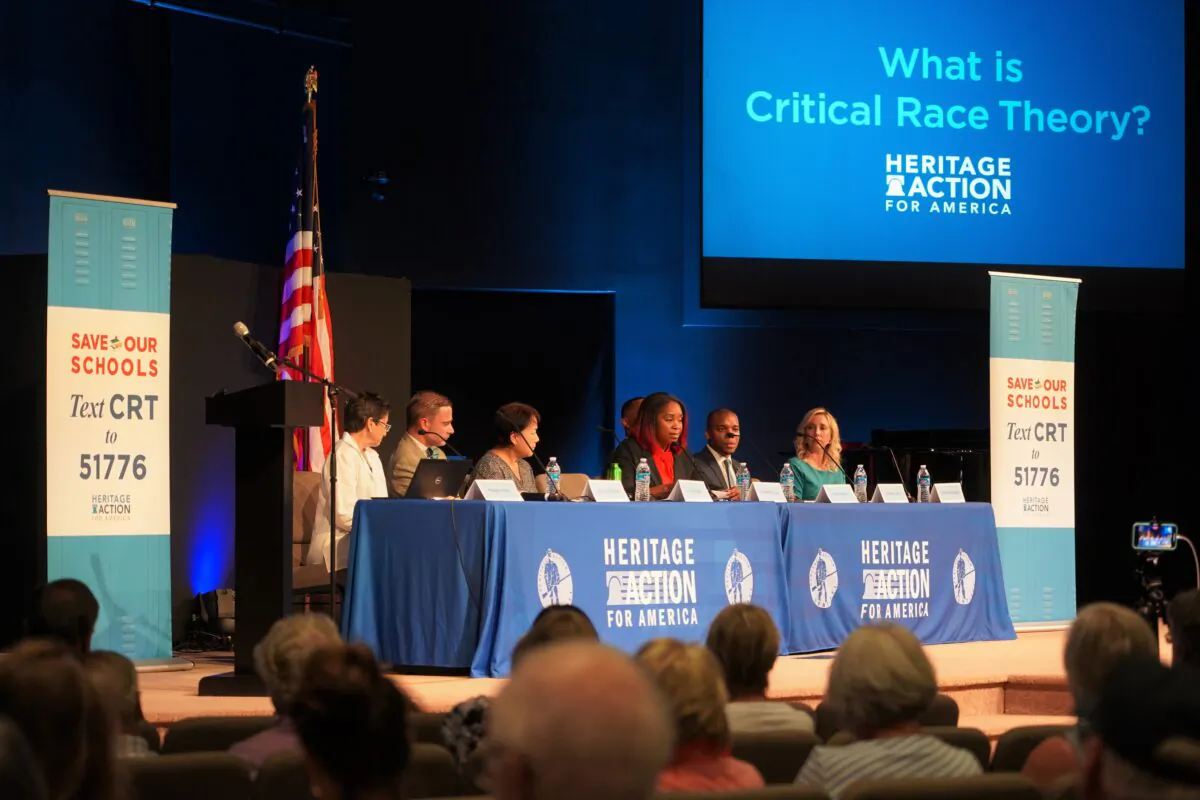 The group Heritage Action for America hosted a panel discussion on critical race theory (CRT) in Georgetown, Delaware, on July 29, 2021. (William Huang/The Epoch Times)