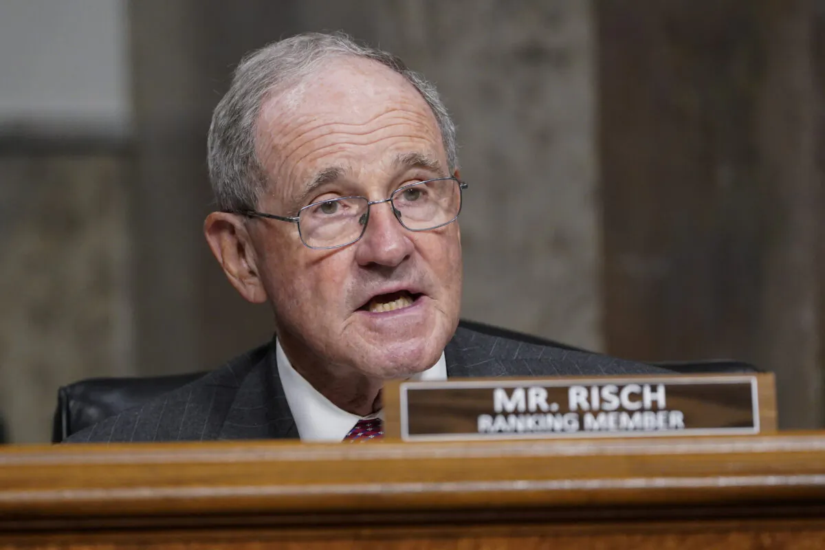 Sen. Jim Risch (R-Idaho) on Capitol Hill in Washington on April 27, 2021. (Susan Walsh-Pool/Getty Images)