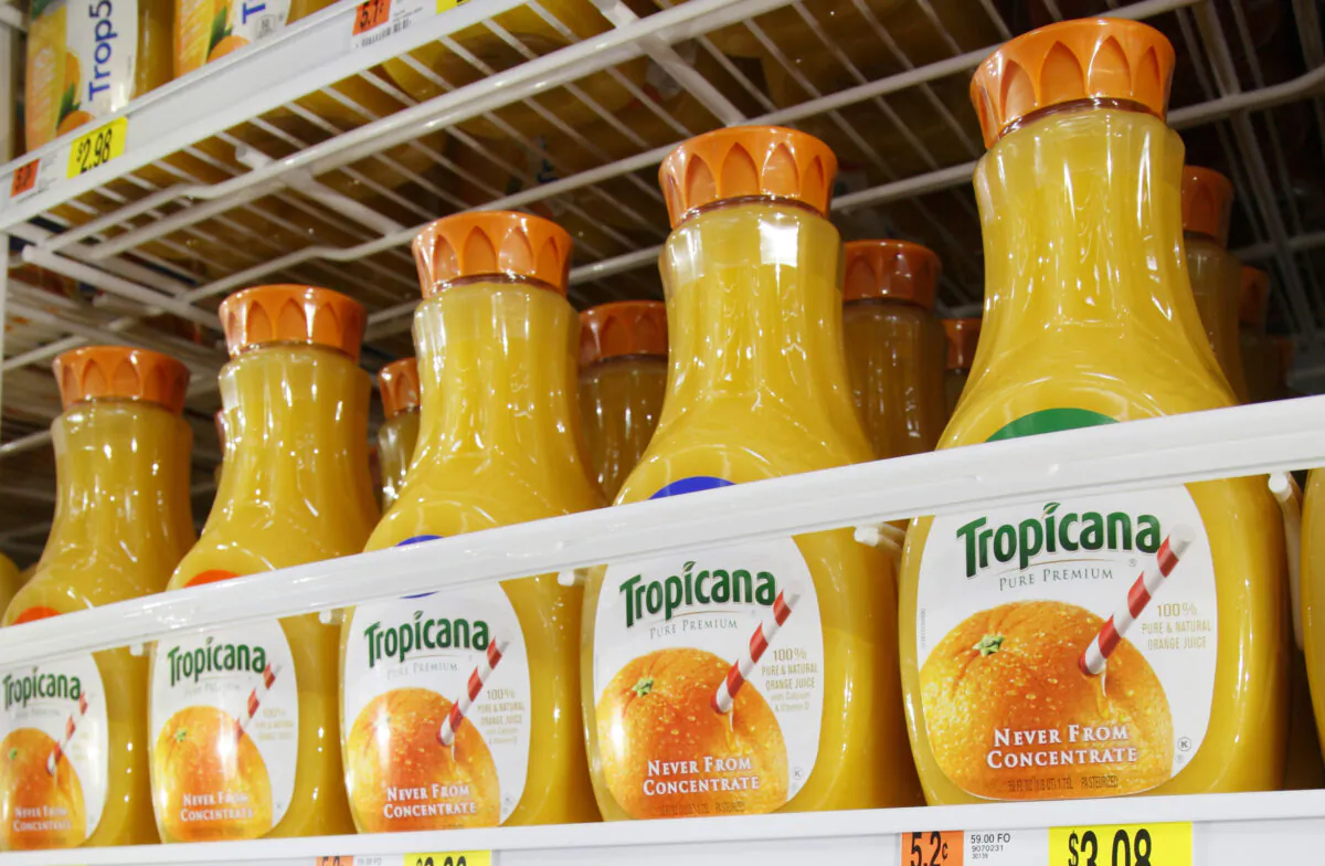 PepsiCo's Tropicana juice is seen on display at a new Wal-Mart store in Chicago on Jan. 24, 2012. (John Gress/Reuters)