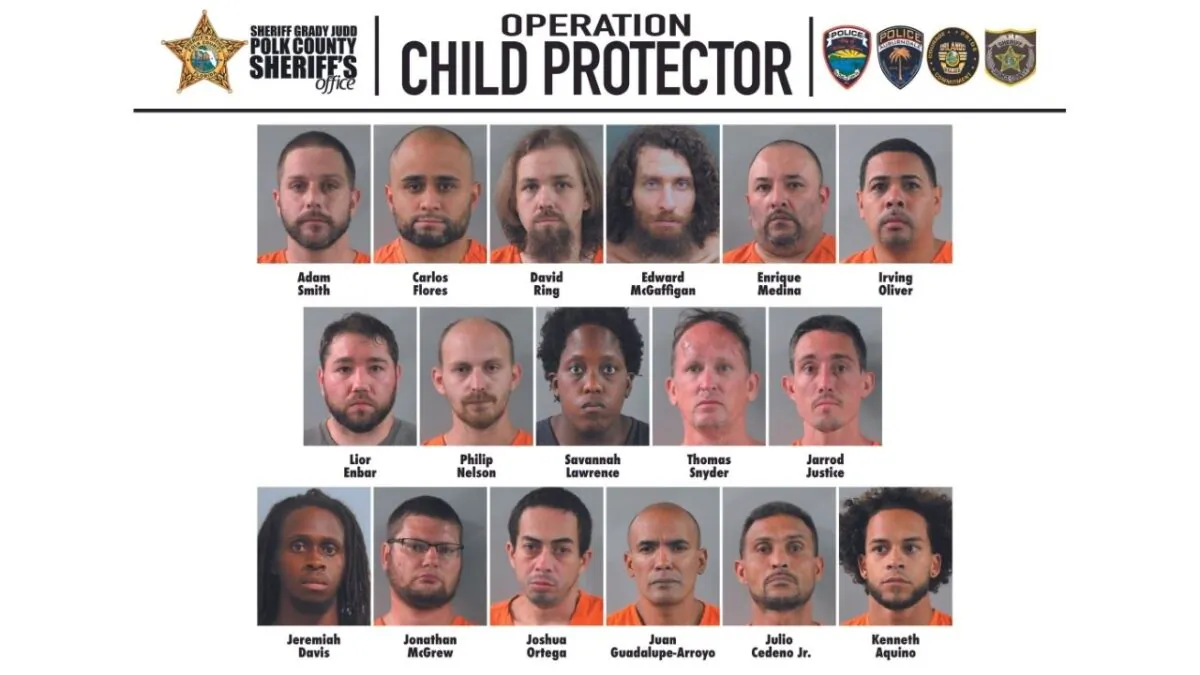17 suspects were arrested as part of child sex predator sting in Florida, the Polk County Sheriff’s Office announced on Aug. 3, 2021. (Polk County Sheriff's Office)