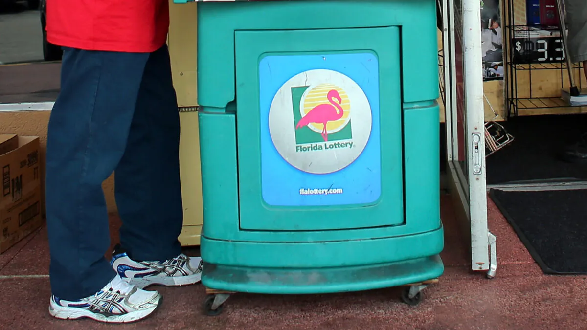 A lottery stand with the logo of the Florida Lottery in Hollywood, Fla., in a file photo. (Joe Raedle/Getty Images)