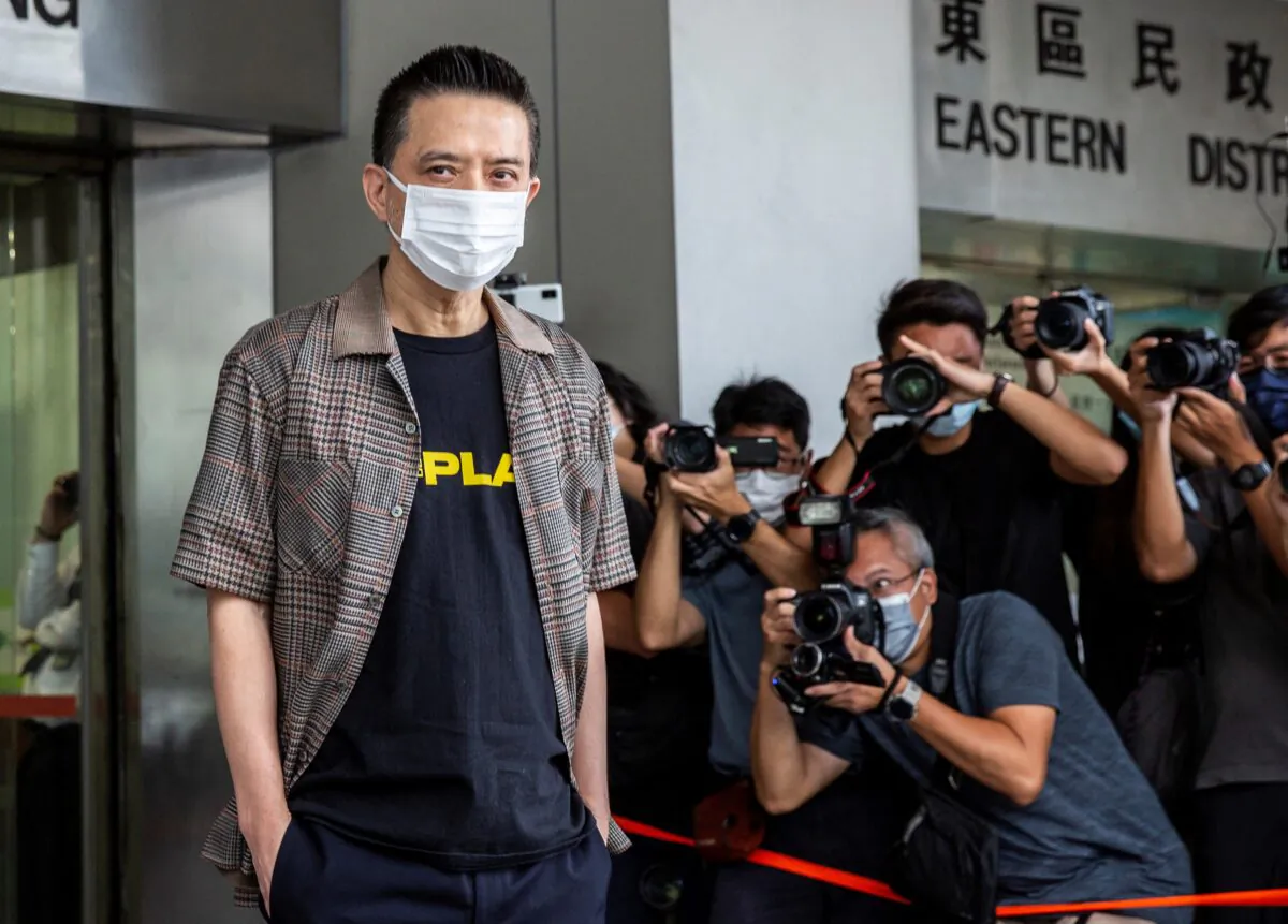 Hong Kong pro-democracy singer Anthony Wong arrives at eastern district court in Hong Kong on August 5, 2021. (Isaac Lawrence/AFP via Getty Images)