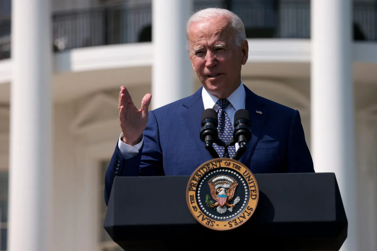 U.S. President Joe Biden delivers remarks during an event on the South Lawn of the White House in Washington, D.C., on Aug. 5, 2021. (Photo by Win McNamee/Getty Images)