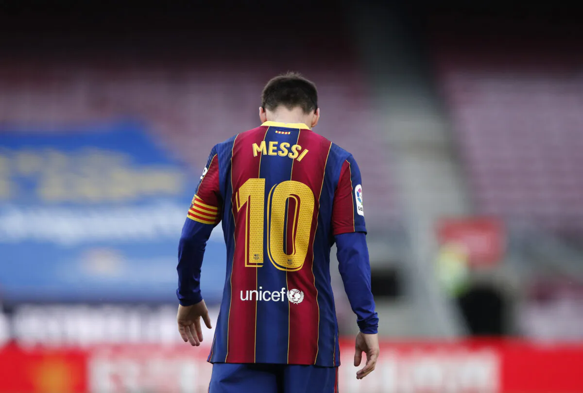 Barcelona's Lionel Messi during the La Liga Santander match between FC Barcelona and RC Celta at Camp Nou in Barcelona, Spain, on May 16, 2021. (Albert Gea/Reuters)