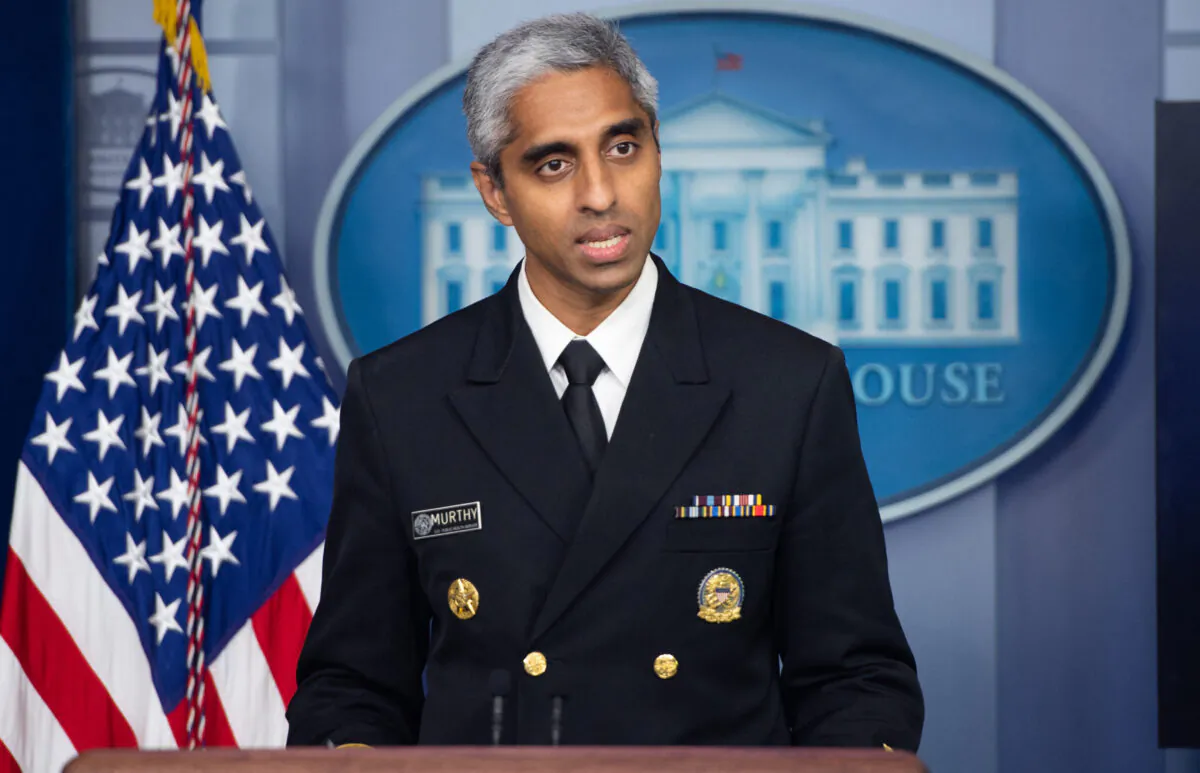 U.S. Surgeon General Dr. Vivek Murthy speaks during a press briefing at the White House on July 15, 2021. (Saul Loeb/AFP via Getty Images)