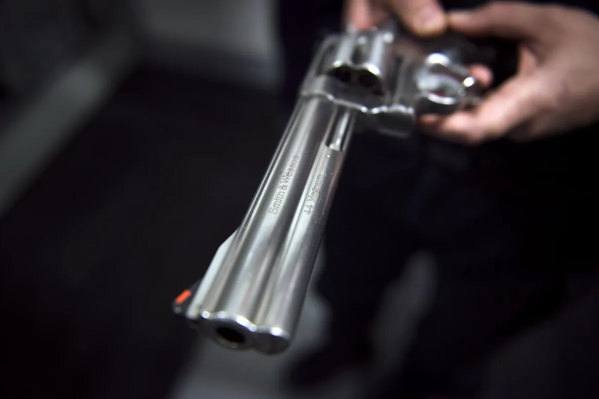A Smith & Wesson gun is seen in a file photograph. (Martin Bureau/AFP via Getty Images)