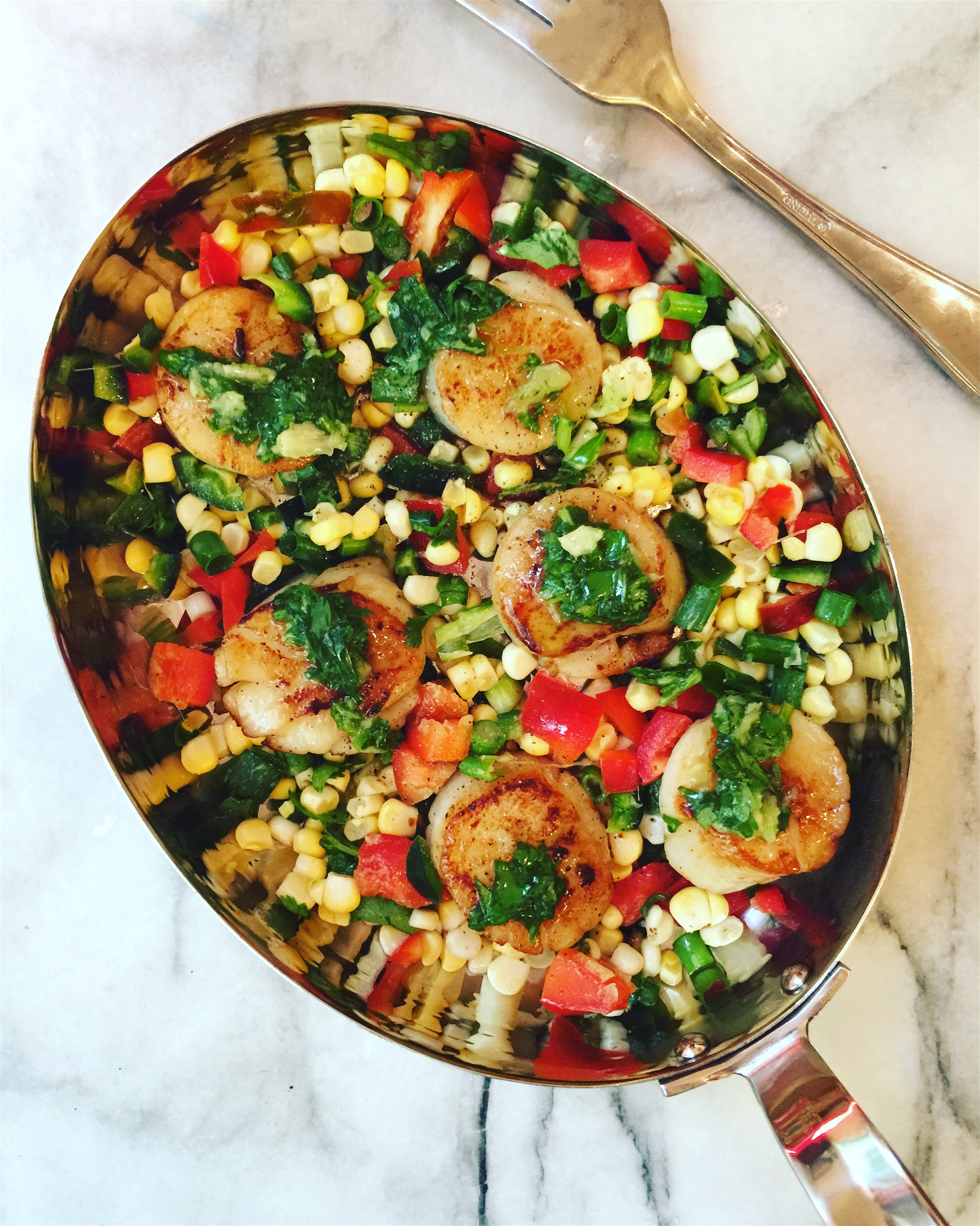 Seared Sea Scallops With Sweet Corn Salad and Garden Salsa