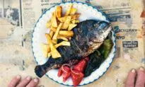 Yiayia Anastasia’s Greek Marinated Sea Bream, Greek Salad, and Garlic Dip (Skordalia)