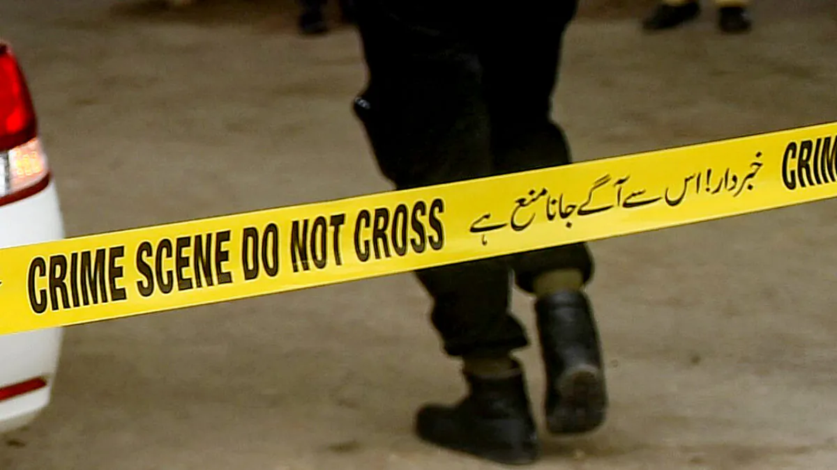 A police tape in Pakistan, in a file photo. (Rizwan Tabassum/AFP via Getty Images)