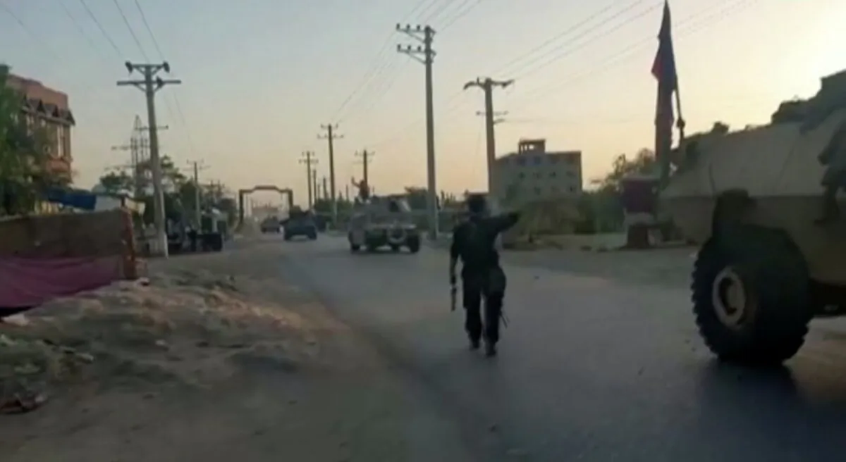 Tanks arrive at battlefield, in Kunduz, Afghanistan, on July 7, 2021. (Reuters TV via Reuters)