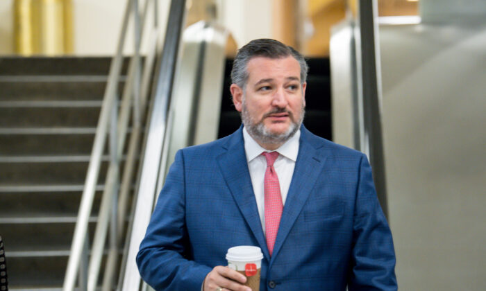 Sen. Ted Cruz (R-Texas) leaves the Capitol in Washington on Aug. 9, 2021. (Liz Lynch/Getty Images)