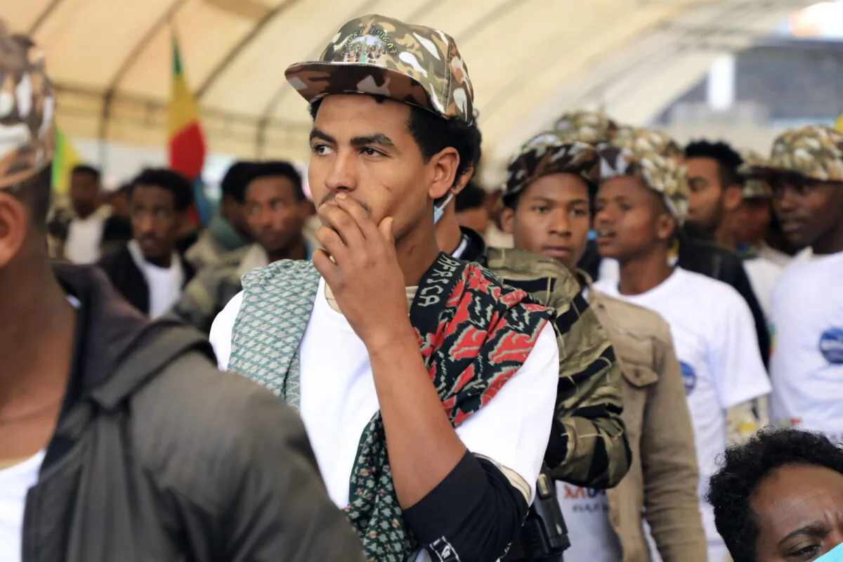 Youth joining the Ethiopian National Defense Force are escorted to Meskel Square in the capital Addis Ababa, Ethiopia on July 27, 2021. (AP Photo/File)