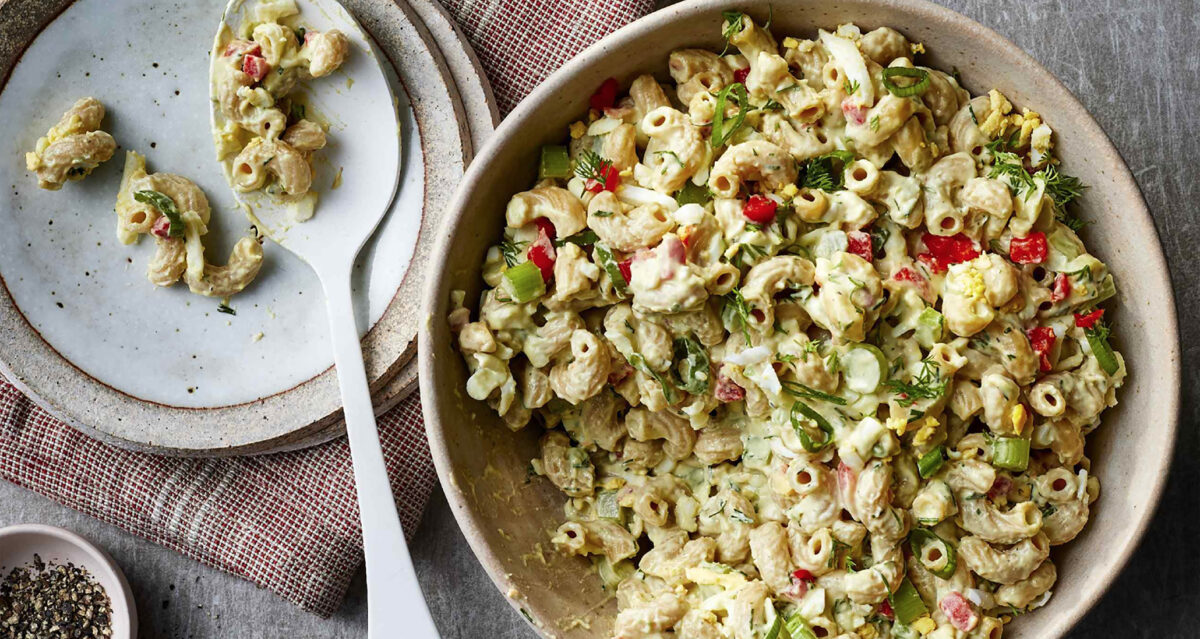 This pasta salad is filled with the flavor of deviled eggs. (Marty Baldwin/TNS)