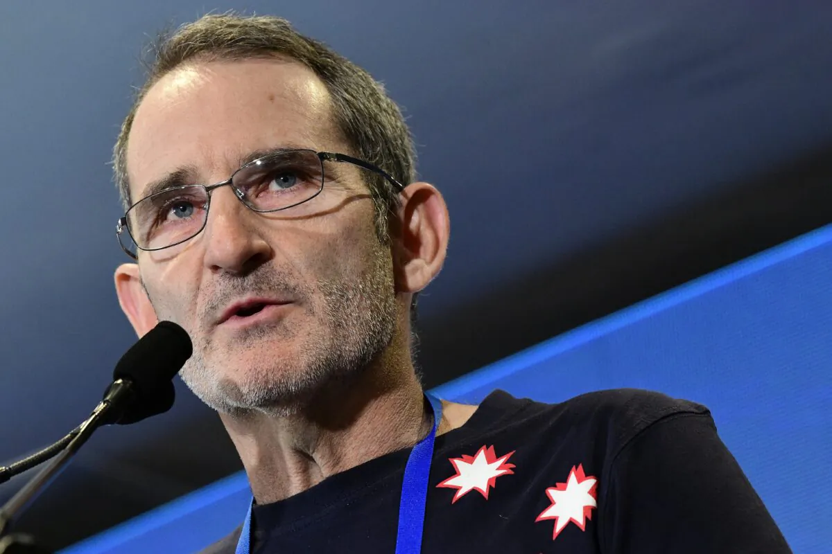Australian investor and entrepreneur Steve Baxter addresses the Conservative Political Action Conference (CPAC) in Sydney, Australia, on August 10, 2019. (AAP Image/Bianca De Marchi) 