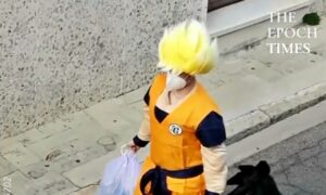 Dad and Daughter Dress in Costumes to Take Out the Daily Trash