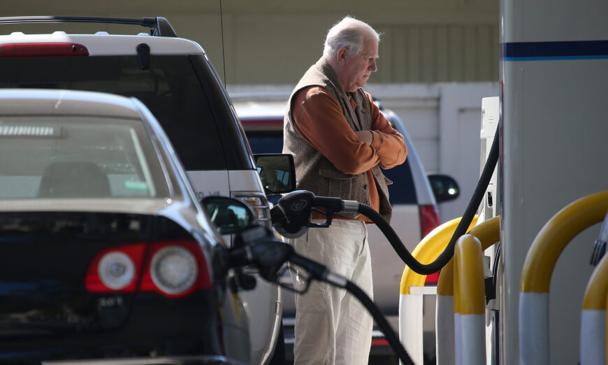 Gas prices reach decade-high seasonal level.