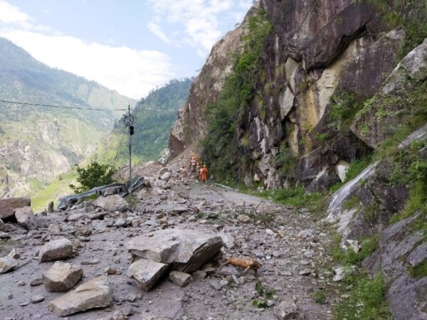 National Disaster Response Force searches for survivors at landslide site in Kinnaur district