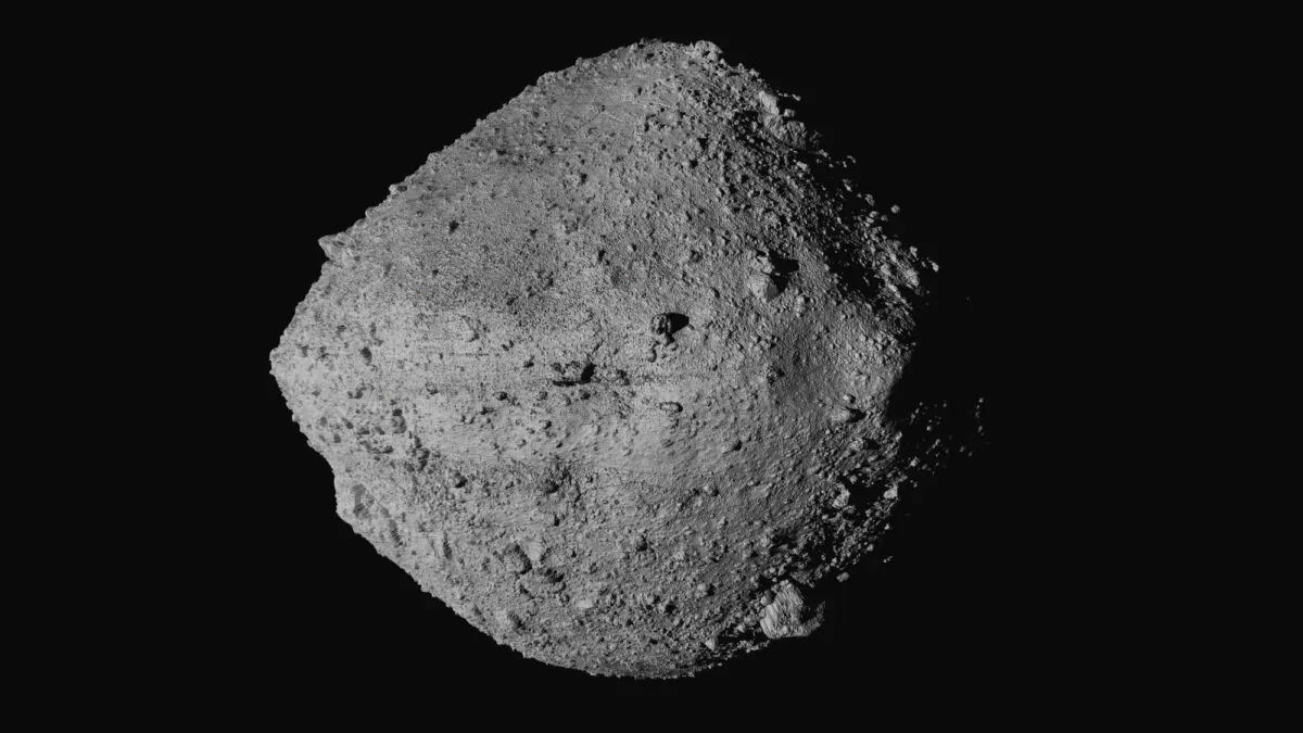 The asteroid Bennu from the OSIRIS-REx spacecraft in an undated image. (NASA/Goddard/University of Arizona/CSA/York/MDA via AP)