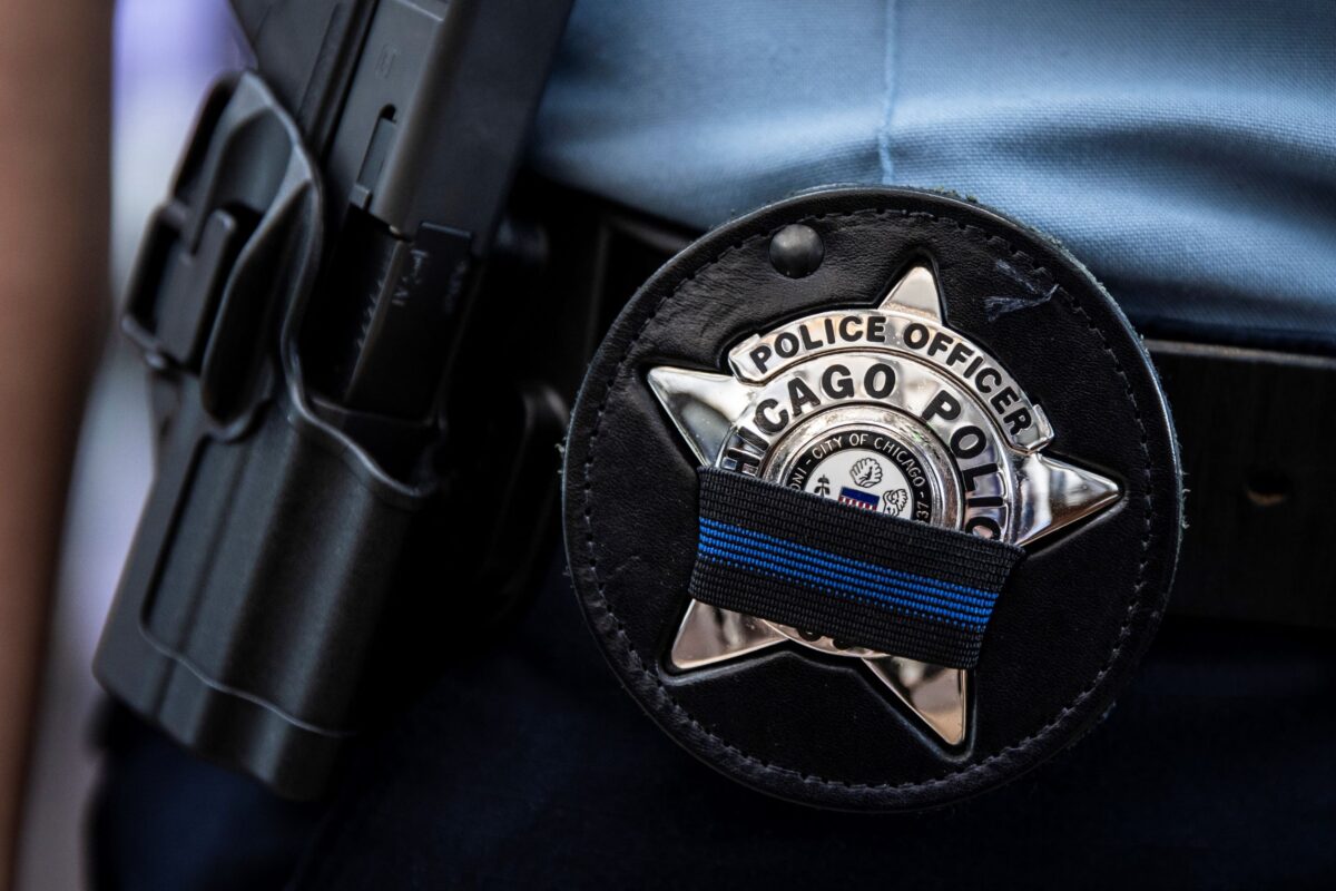 Blue hair police officer in Chicago - wide 2