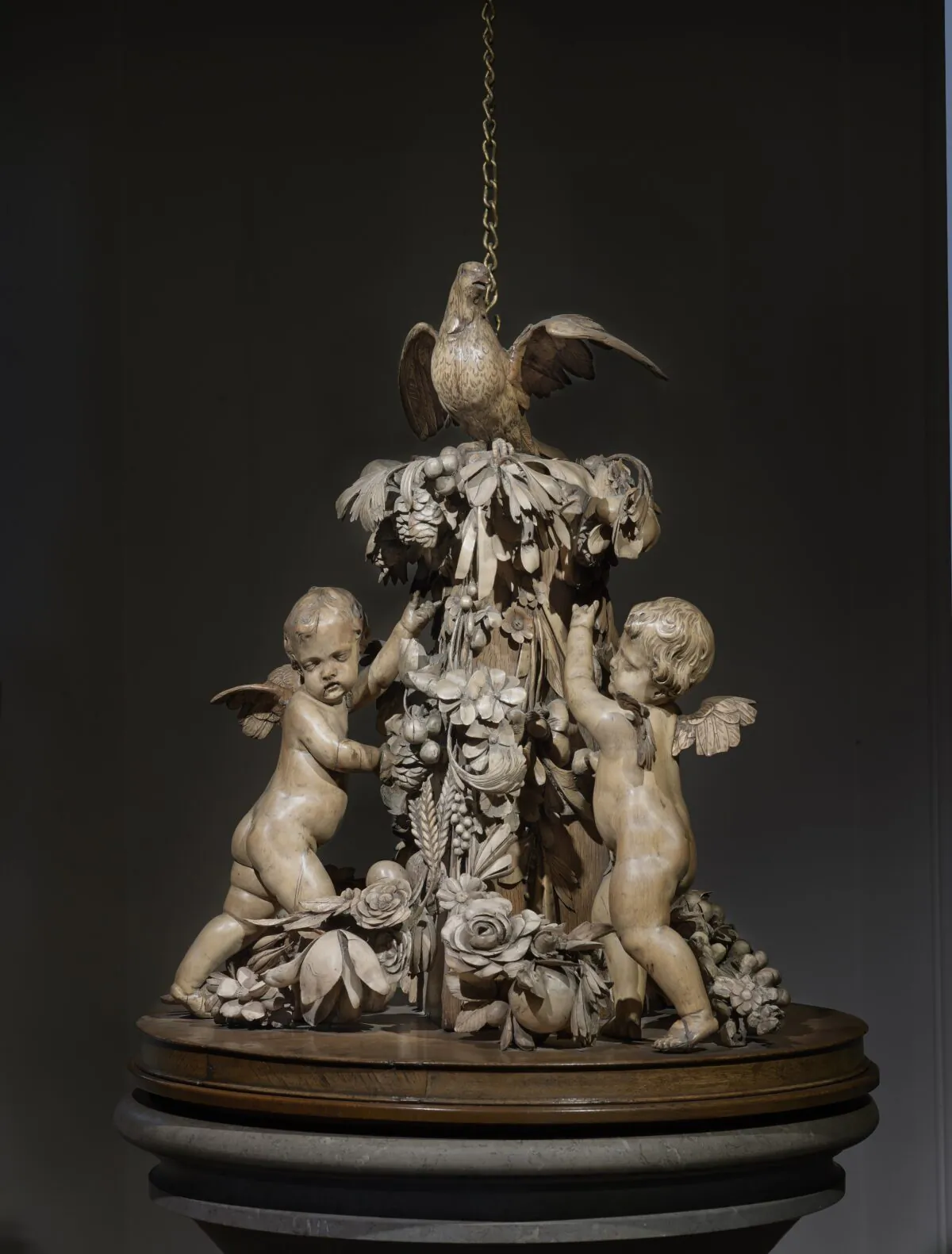 Baptismal font cover by Grinling Gibbons. All Hallows by the Tower Church, London. (All Hallows by the Tower)