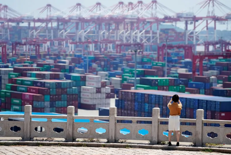 Containers are seen at the Yangshan Deep Water Port in Shanghai, China, on Aug. 6, 2019. (Aly Song/Reuters)