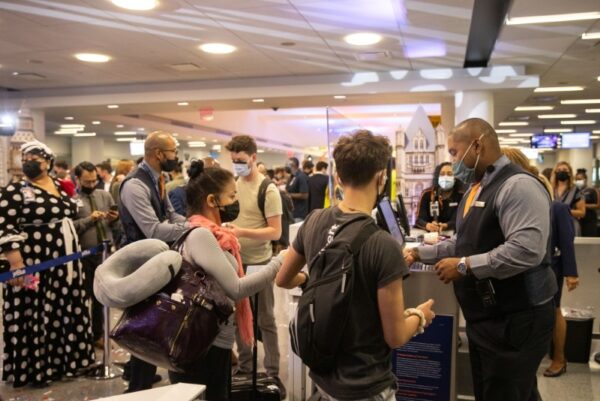 JetBlue event marking first transatlantic flight between New York and London at JFK International Airport in New York City