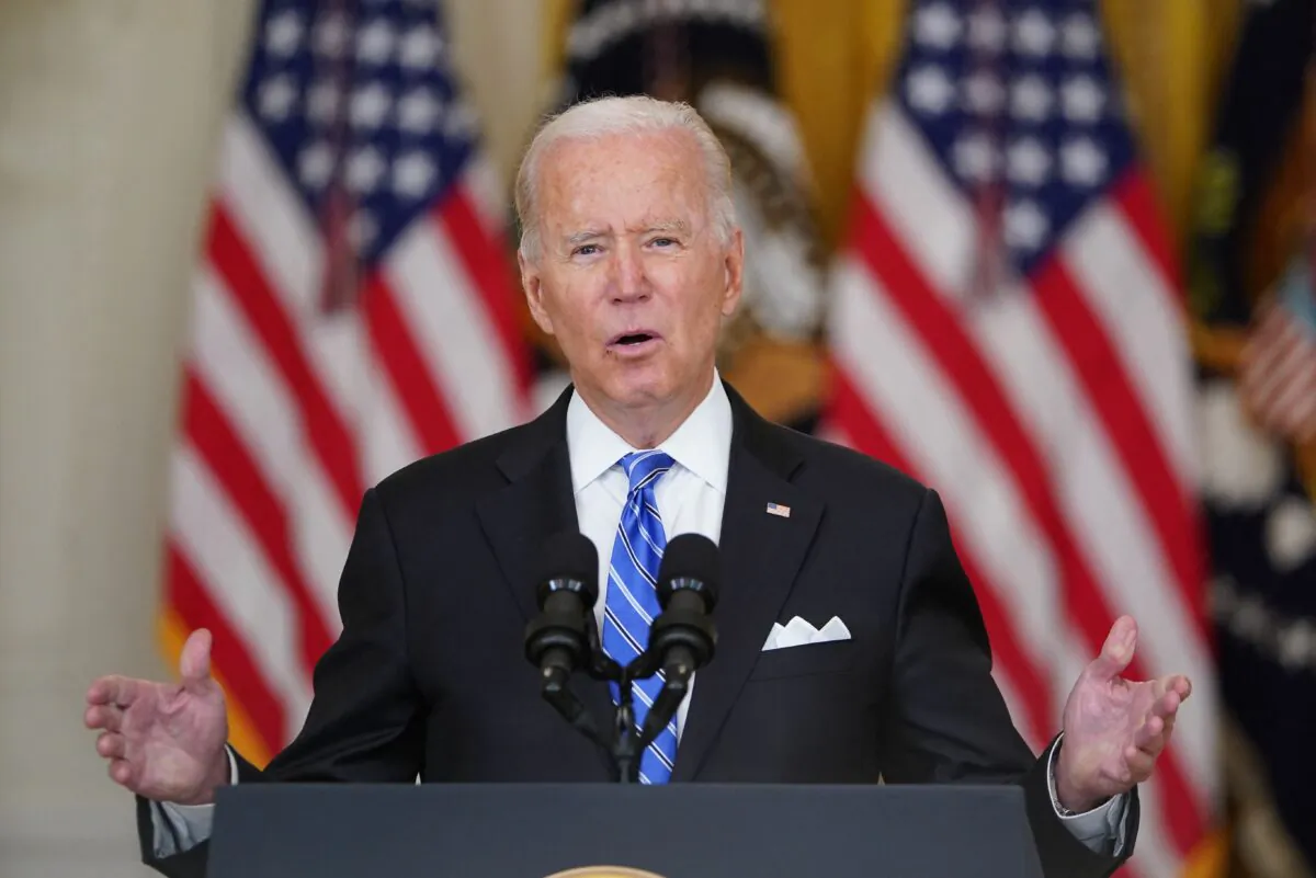 U.S. President Joe Biden speaks in the East Room of the White House in Washington, on Aug. 11, 2021. (Mandel Ngan/AFP via Getty Images)