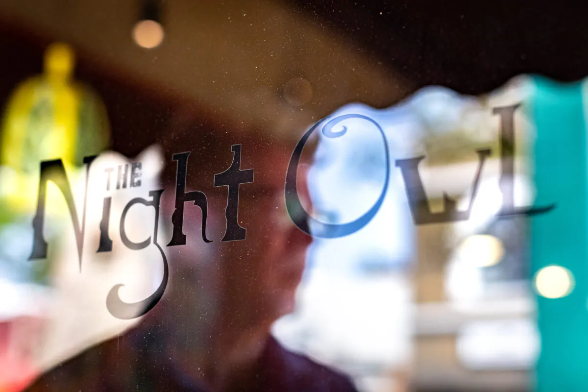 The Night Owl Coffeeshop owner Joe Rosati stands in his coffee shop in Fullerton, Calif., on Aug. 12, 2021. (John Fredricks/The Epoch Times)