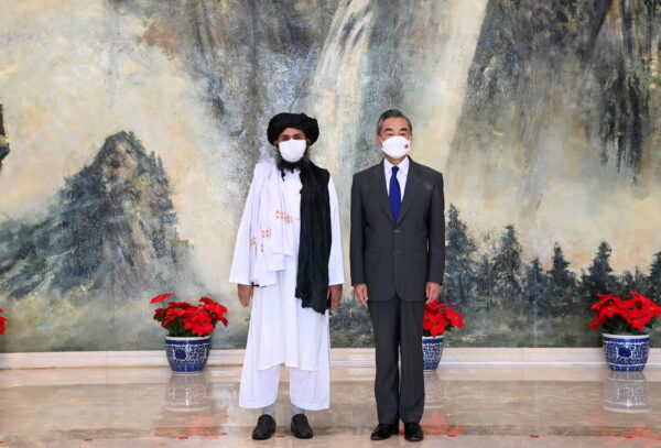 Chinese State Councilor and Foreign Minister Wang Yi meets with Mullah Abdul Ghani Baradar, political chief of Afghanistan's Taliban, in Tianjin