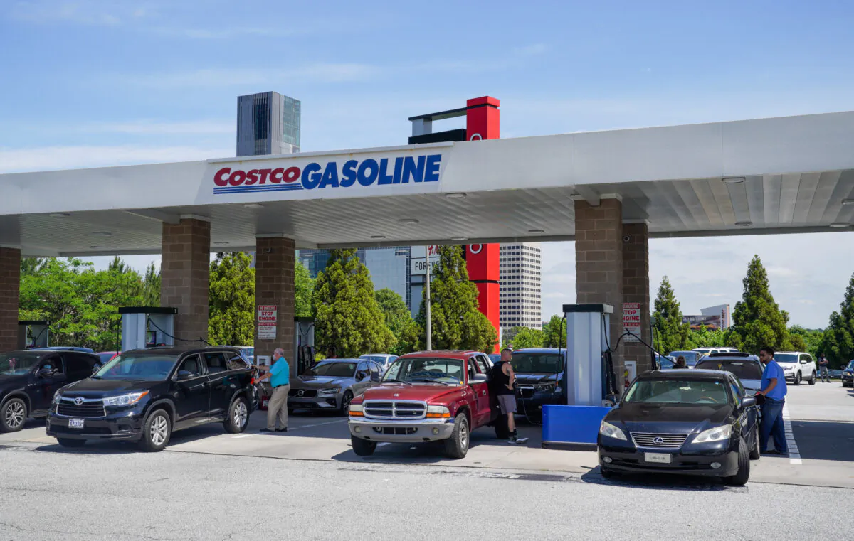 Consumers pump gas at a Costco station in Atlanta on May 11, 2021. (Elijah Nouvelage/AFP via Getty Images)