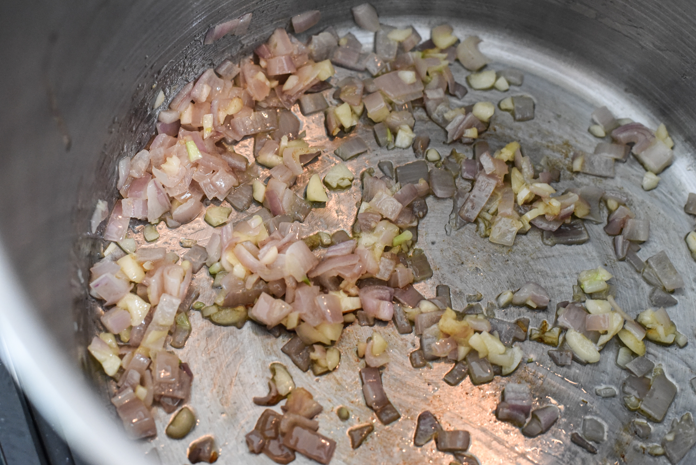 soften shallots and garlic