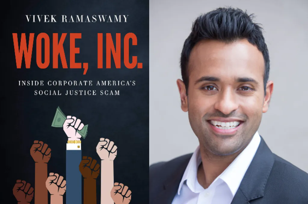 The cover of "Woke, Inc.: Inside Corporate America’s Social Justice Scam," by Vivek Ramaswamy.