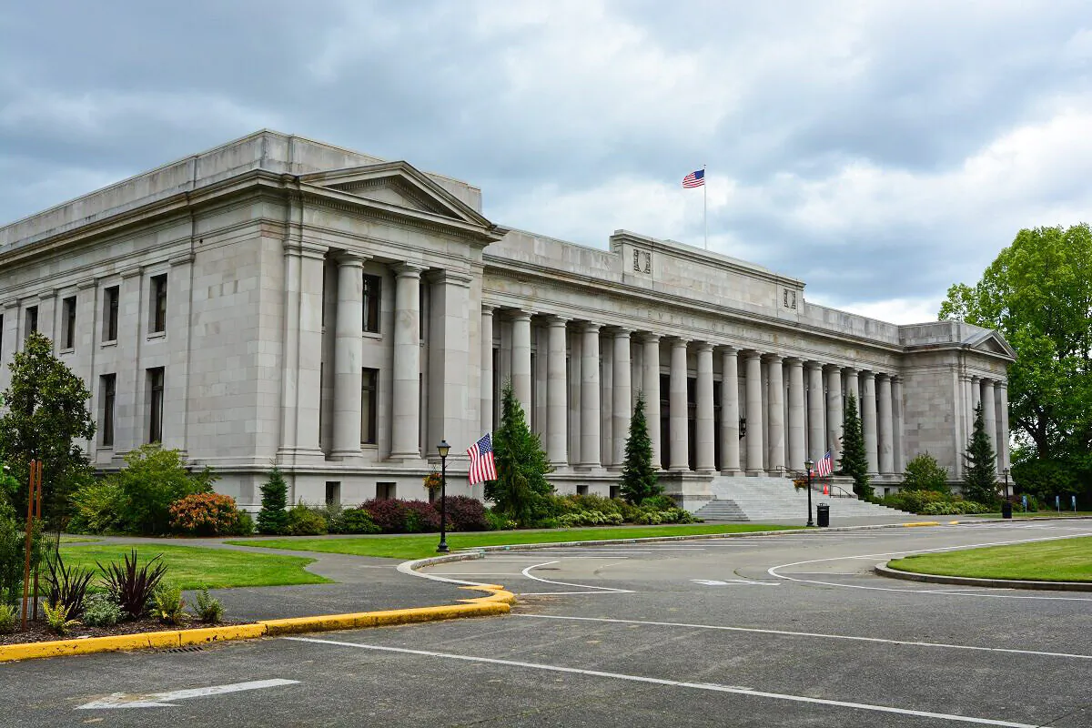 The Temple of Justice, home of the Washington state Supreme Court, in Olympia, Wash. on June 14, 2020. (Joe Mabel via Wikimedia Commons/GFDL)