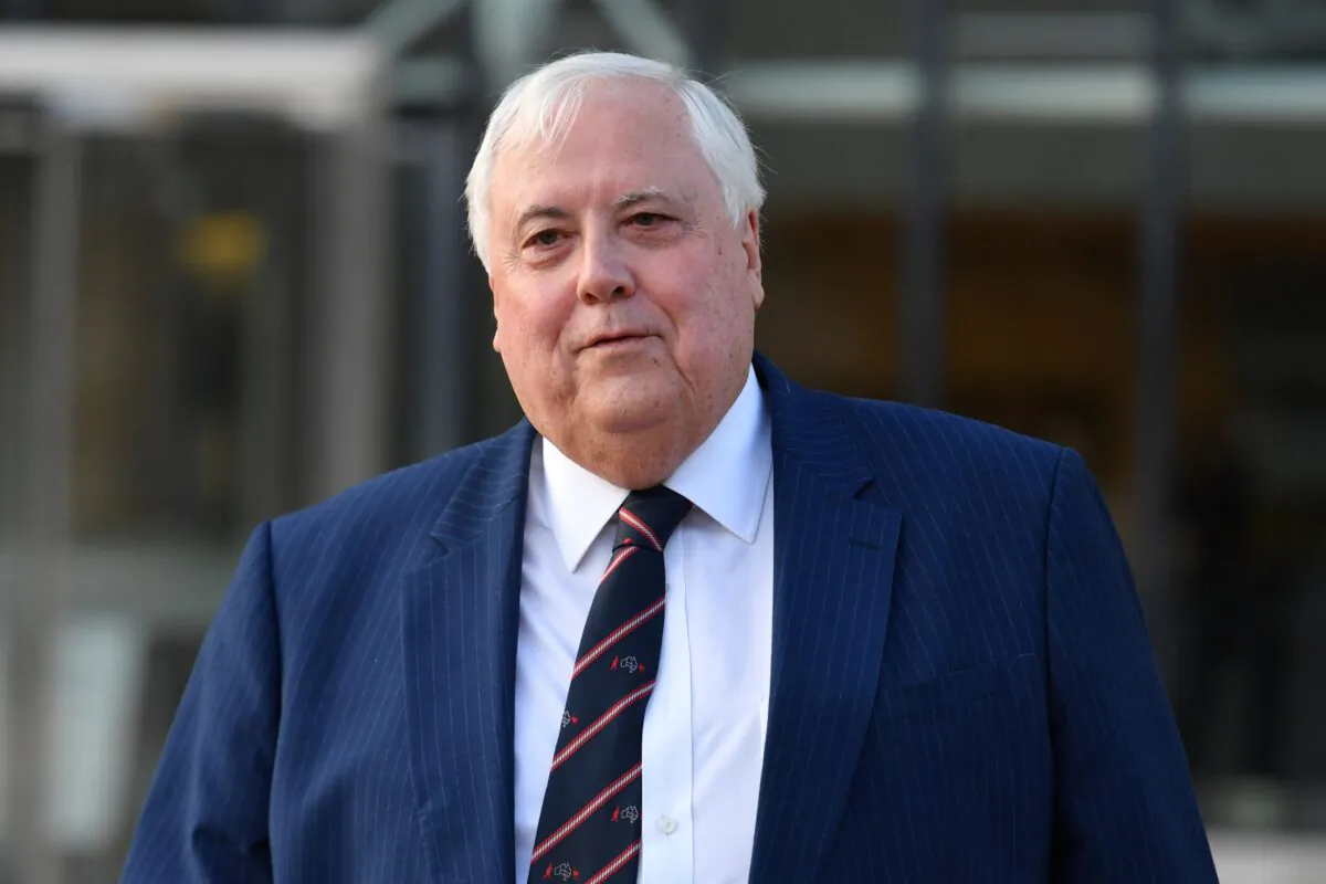 Businessman Clive Palmer leaves the High Court in Canberra, Australia on June 15, 2021. (AAP Image/Mick Tsikas)