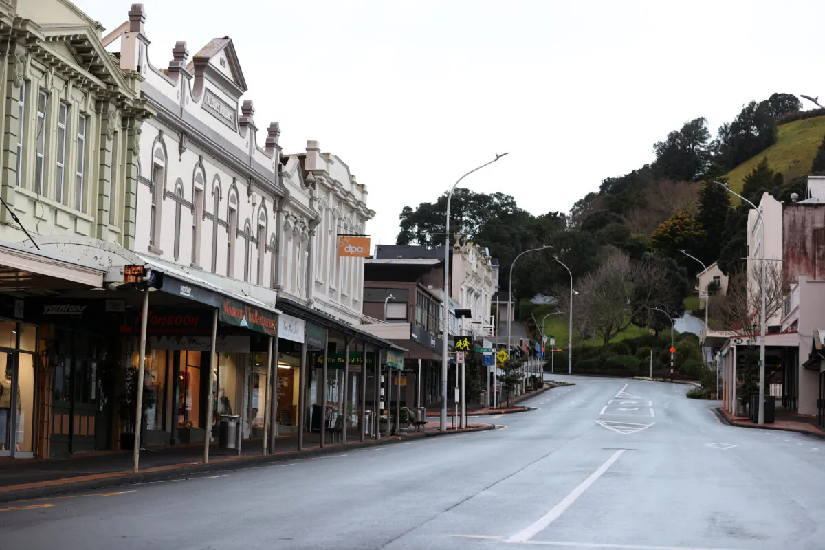 A deserted Devonport main street as Auckland wakes to level four lockdown and four more cases in Auckland, New Zealand, on Aug. 18, 2021. (Fiona Goodall/Getty Images)