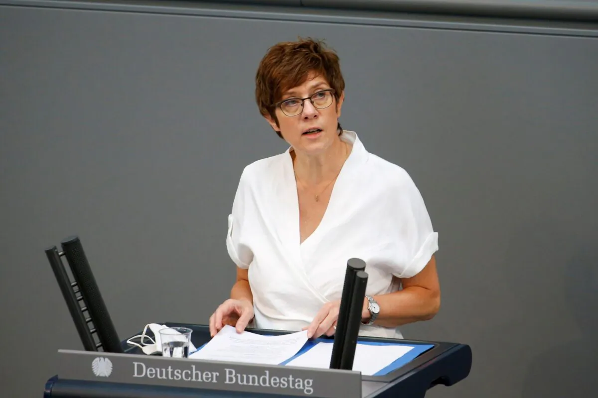 German Defense Minister Annegret Kramp-Karrenbauer speaks during the last session of the lower house of parliament Bundestag before federal elections, in Berlin on June 23, 2021. (Michele Tantussi/File Photo/Reuters)