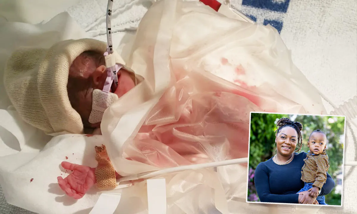Baby Larenz Carr was born at 25 weeks on Oct. 28, 2019, ﻿weighing less than 1 pound. (SWNS)