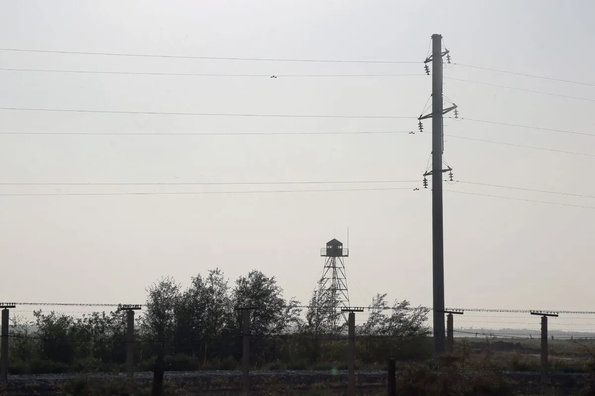 An observation tower along the border which separates Uzbekistan and Afghanistan near Termez, Uzbekistan, on Aug. 14, 2021. (Temur Ismailov/AFP via Getty Images)