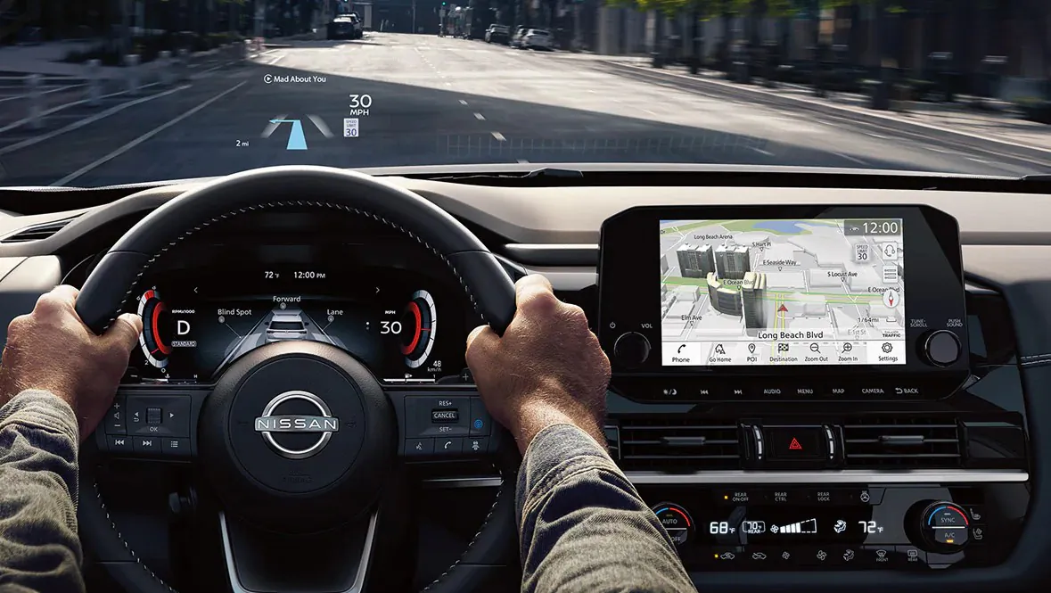 Undated image of a digital dashboard in a Nissan car. (Courtesy of Nissan)