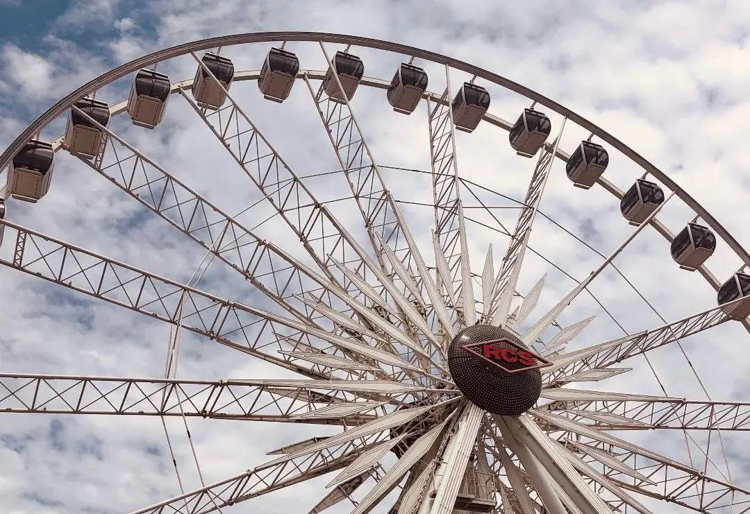 The ferris wheel is shown at the Orange County Fair in Costa Mesa, Calif., on Aug. 12, 2021. (Lynn Hackman/The Epoch Times)