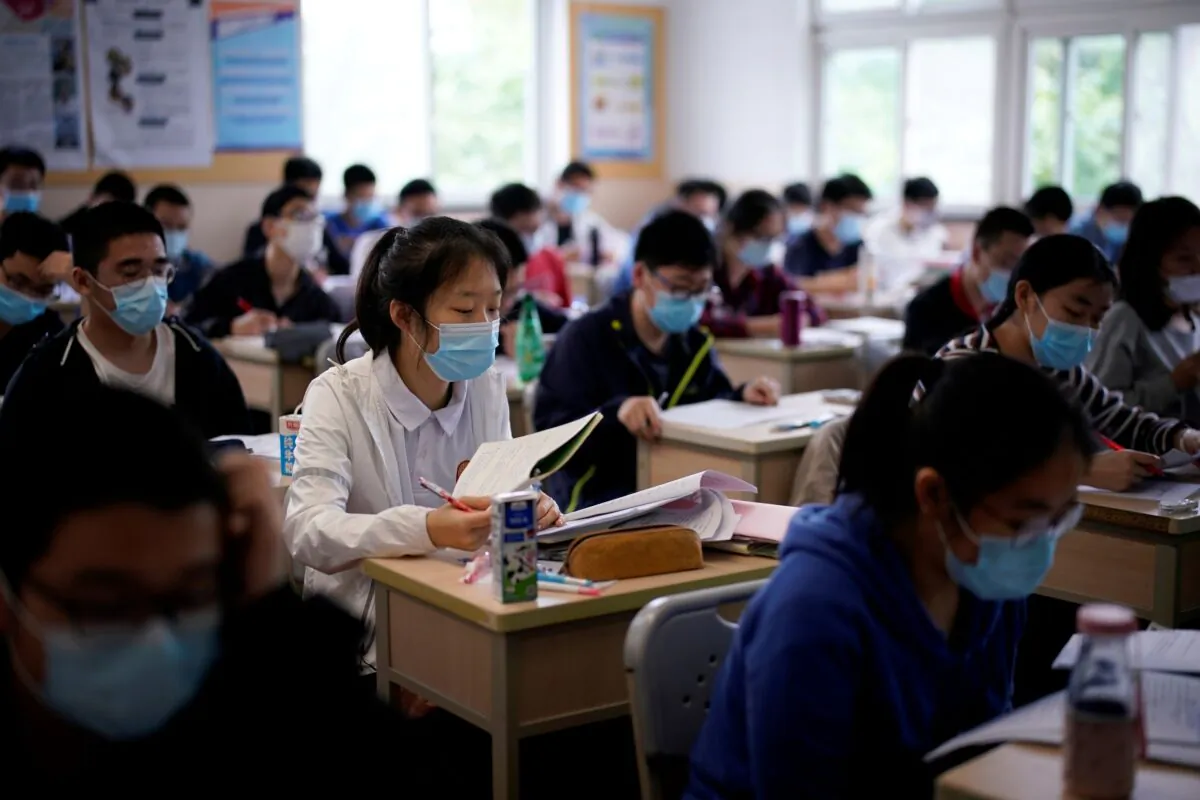 Students are seen inside a classroom at a high school in Shanghai, China, on May 7, 2020. (Aly Song/Reuters)