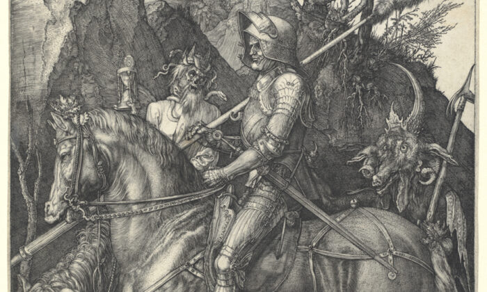 A detail from the “Knight, Death, and the Devil,” it's clear that the Knight is calm despite of the threats posed by his traveling companions. The Metropolitan Museum of Art, New York. (Public Domain)