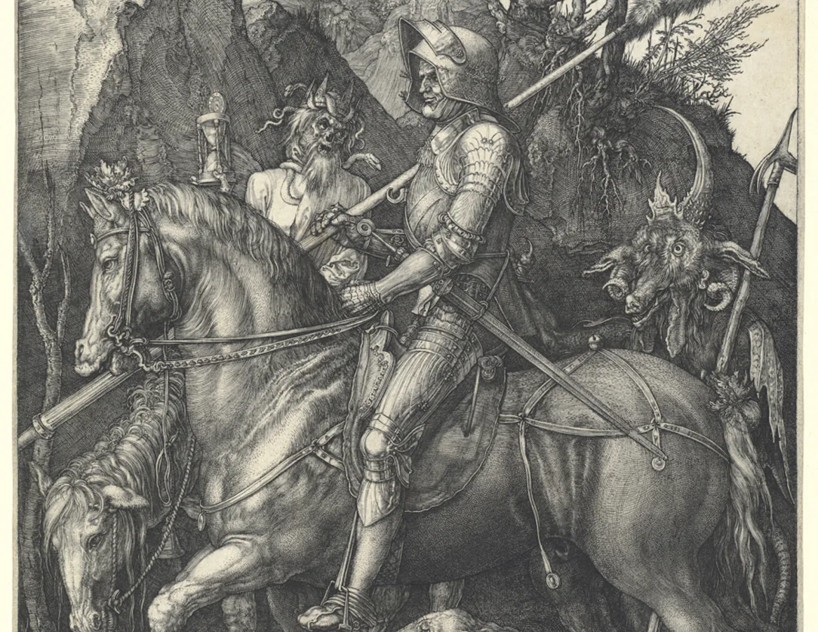 A detail from the “Knight, Death, and the Devil,” it's clear that the Knight is calm despite of the threats posed by his traveling companions. The Metropolitan Museum of Art, New York. (Public Domain)