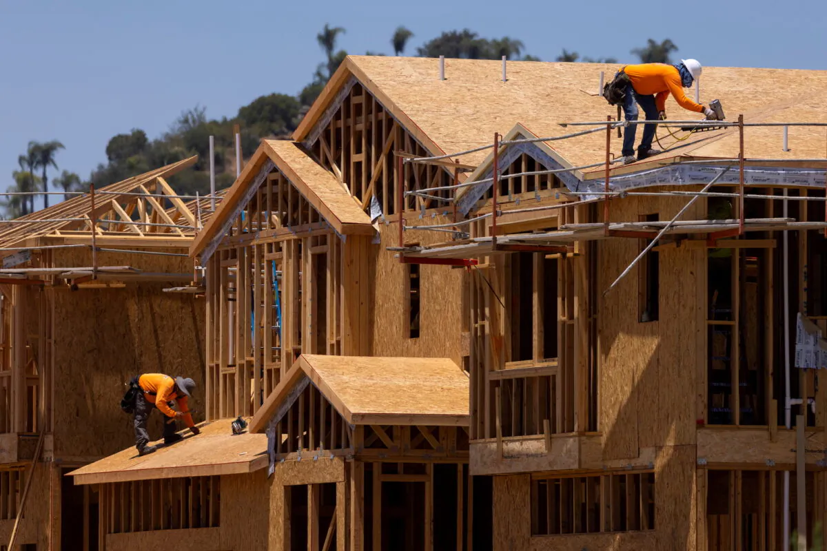 Residential homes are shown under construction in Valley Center, Calif., on June 3, 2021. (Mike Blake/Reuters)