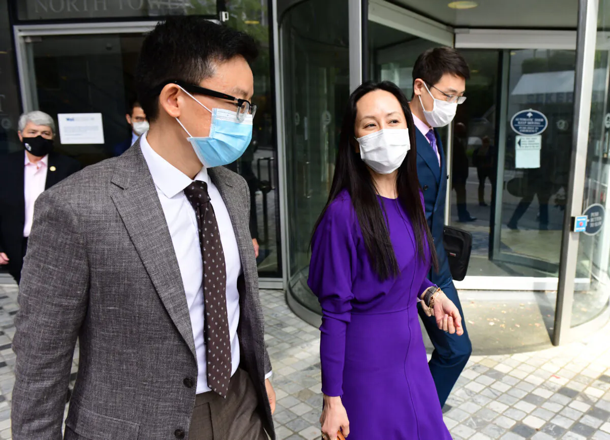 Huawei Chief Financial Officer Meng Wanzhou returns to British Columbia Supreme Court in Vancouver, Canada on Aug. 18, 2021. (Don MacKinnon/AFP via Getty Images)