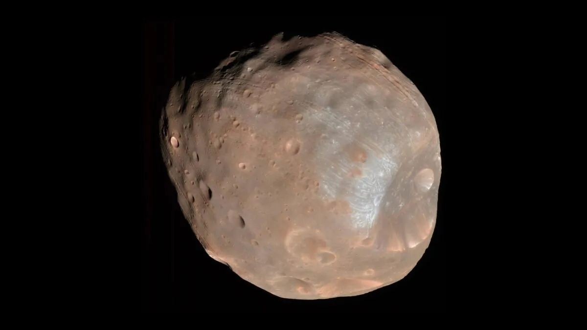 An image of Phobos taken by the High Resolution Imaging Science Experiment camera on NASA's Mars Reconnaissance Orbiter on March 23, 2008. (NASA/JPL-Caltech/University of Arizona)